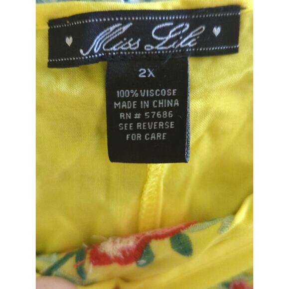 Miss Lili Yellow Embroidered Cold Shoulder Top - Size 2X - Flowy Beach Bohemian - Picture 8 of 8